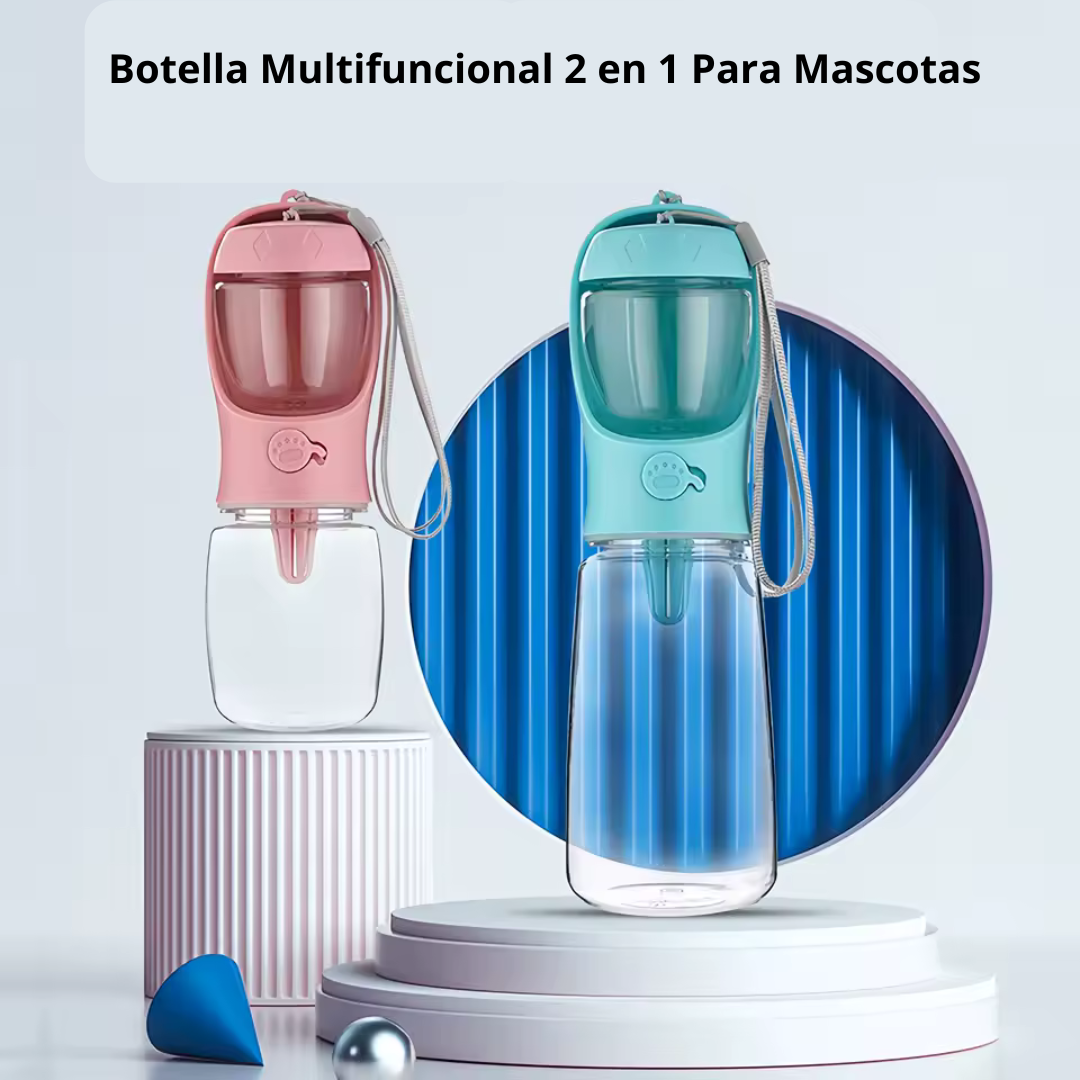 Botella De Agua y Contenedor De Alimento Portátil Para Mascotas