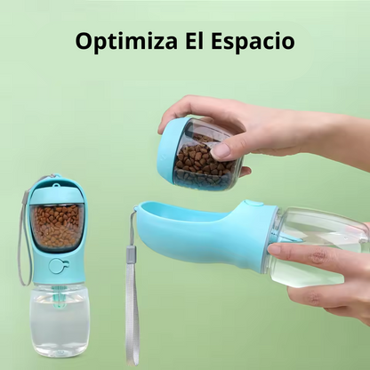 Botella De Agua y Contenedor De Alimento Portátil Para Mascotas